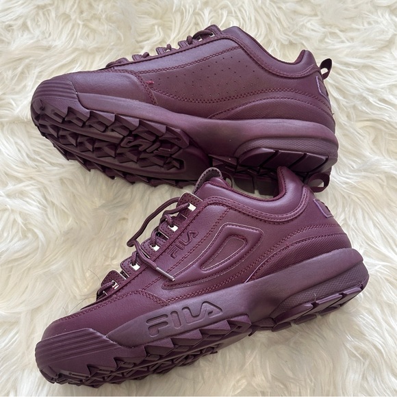 FILA PEACOAT DISRUPTOR II PREMIUM WOMEN'S SNEAKERS Deep Burgundy Athletic Shoes - Picture 9 of 9